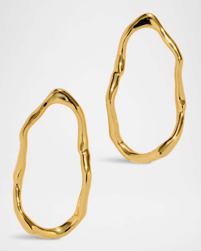 Brut Gold-Plated Open Oval Post Earrings